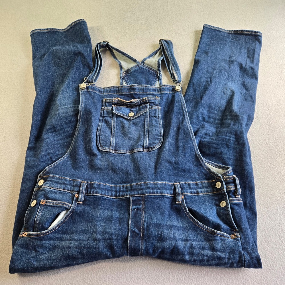 American Eagle Tomgirl Overalls Women XXL Dark Wash Stretch Denim Bibs